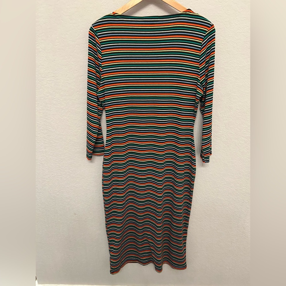 Ultra Flirt Multicolor Striped Long Sleeve Dress - Picture 4 of 5